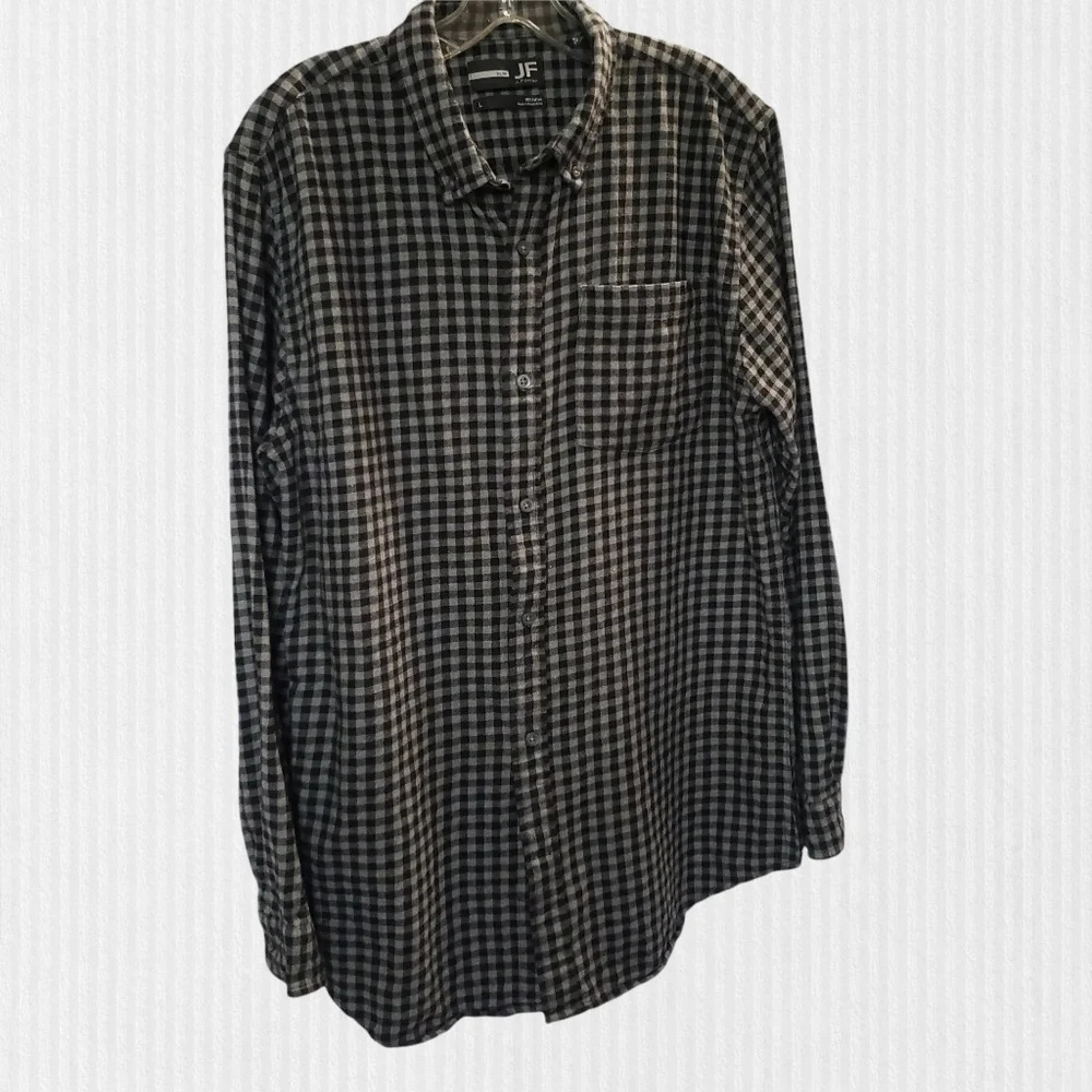 J.Ferrar men shirt long sleeve gray/black size large